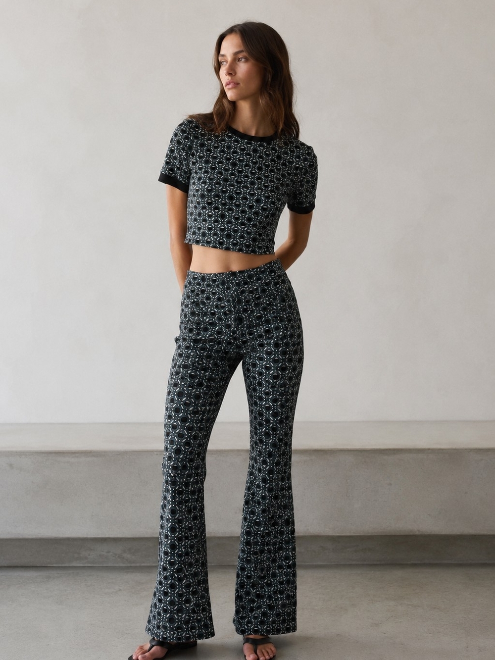 Zara Geometric Matching Set 💚🖤 - Size Small